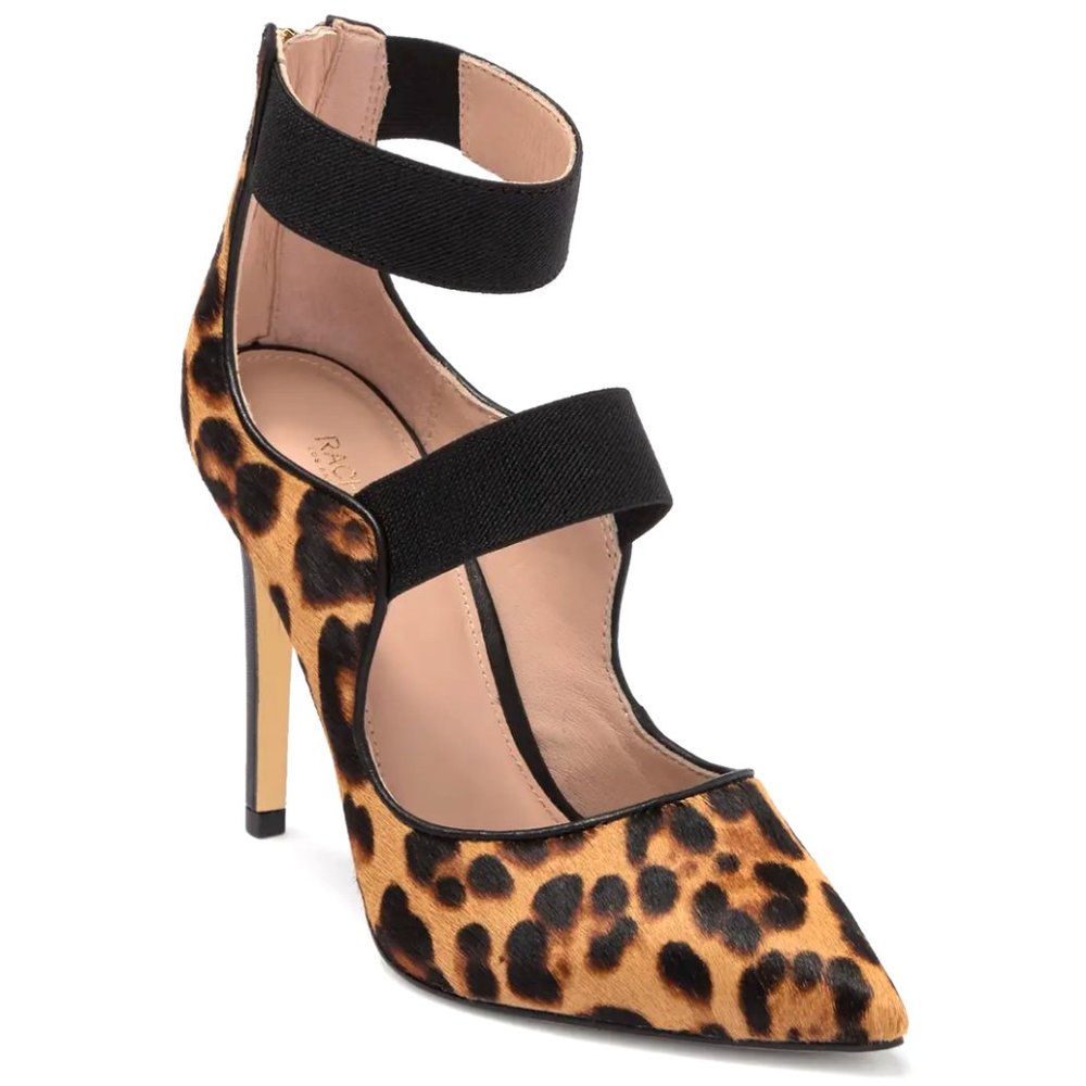 Rachel Zoe Leopard Calf Hair Fur Pointed Toe Pump - Picture 2 of 9